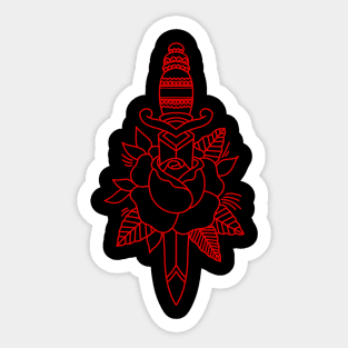 HomeSchoolTattoo Dagger and Rose RED Sticker